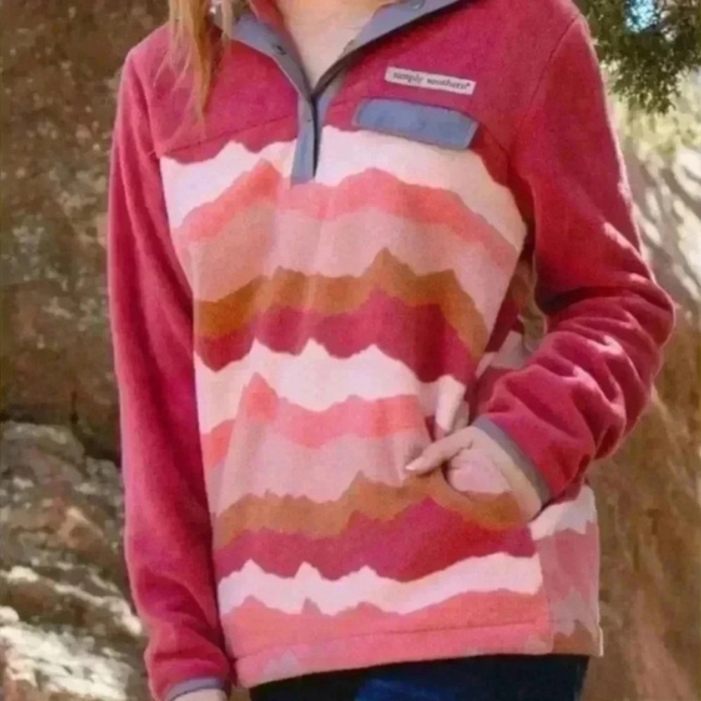 Simply Southern Women's Pink Multi-Stripe Pullover Sweater